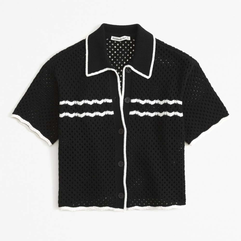 Abercrombie & Fitch Black and White Knit Cardigan